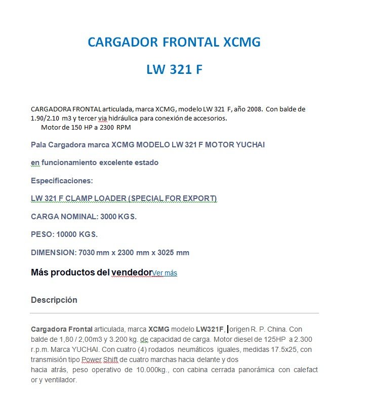 PALA CARGADORA FRONTAL