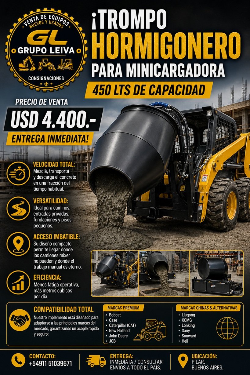 ACCESORIO HORMIGONERO PARA MINICARGADORAS 450 LTRS